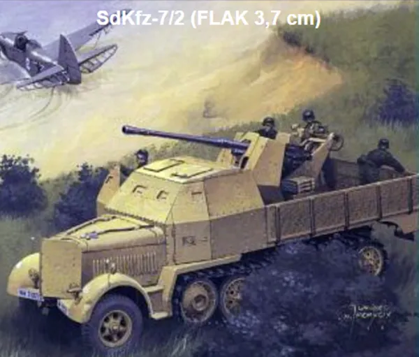 Papierový model - SdKfz-7/2 (FLAK 3,7 cm)