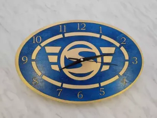 Nástenné drevené hodiny z logom Simson S Modro-zlatá - KAZ
