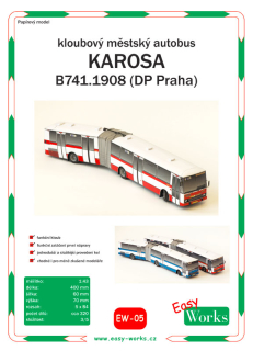 Papierový model - Mestský autobus kĺbový - Karosa B741.1908 (DP Praha)