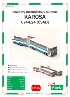 Papierový model - Mestský autobus kĺbový - Karosa C744.24 (ČSAD)