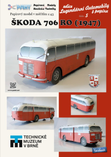 Papierový model - Autobus Škoda 706 RO 1947