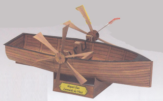 Papierový model Vynálezy Leonarda da Vinci Šliapací čln