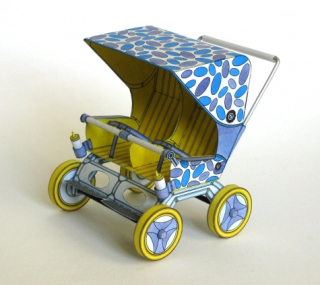 Papierový model Kočiarik pre dvojčatá