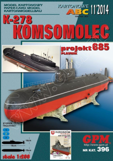 Papierový model - Ponorka K-278 Komsomolec Trieda 685 PLAVNIK/MIKE