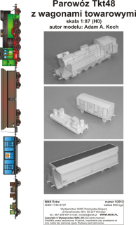 Papierový model - Parná lokomotíva Tkt48 a tri nákladné vozne