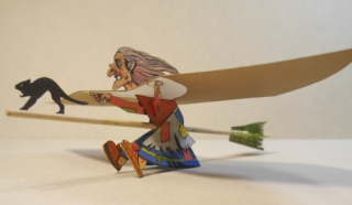 Papierový model Čarodejnica na metle