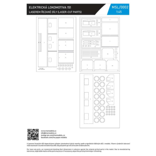 Laserom rezaný doplnok pre elektrickú lokomotívu  rady 151 023-9 (1:45)