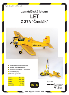 Papierový model - Poľnohospodárske lietadlo - LET Z-37A ČMELIAK