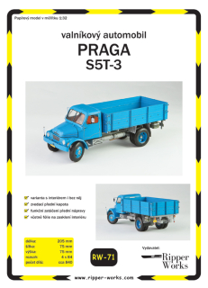 Papierový model - Praga S5T-3 krátky automobilový valník