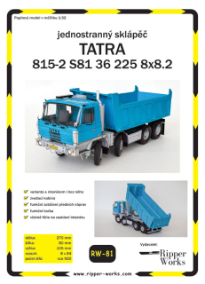 Papierový model - Jednostranný sklápač Tatra T815-2 S81 36 225 8x8.2