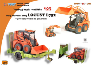 Papierový model - Stavebný stroj Locust L752 s prívesným vozíkom